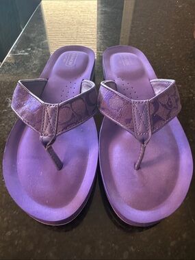 Coach Purple Signature Thong Sandals
